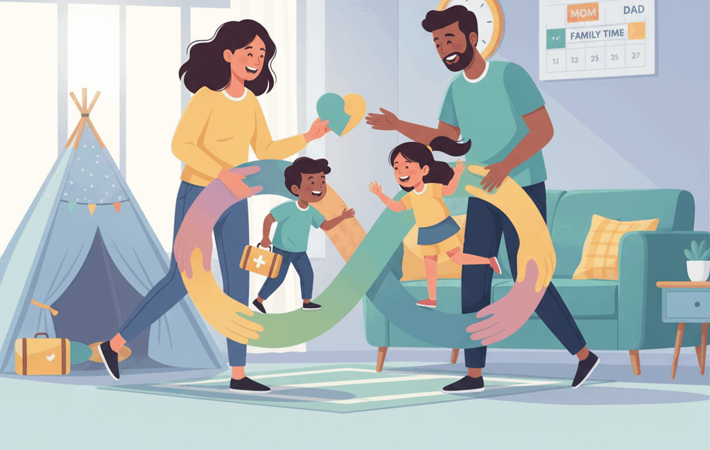 Os pais exercendo a guarda compartilhada